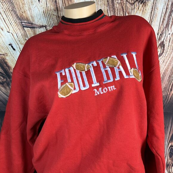 Vintage 90s Sz Large Embroidered FOOTBALL MOM Grandma Sweatshirt Top Made in USA - Picture 2 of 14